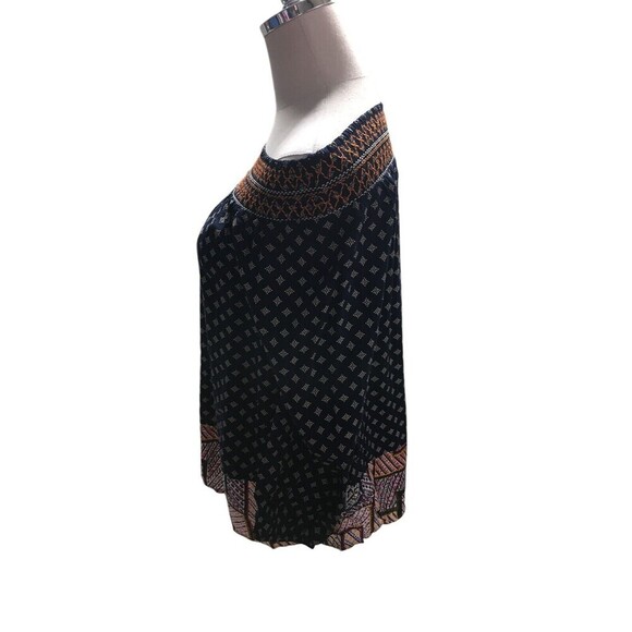 Anthropologie THML Top Women's Size Medium Navy Geometric Off The Shoulder - Picture 4 of 10